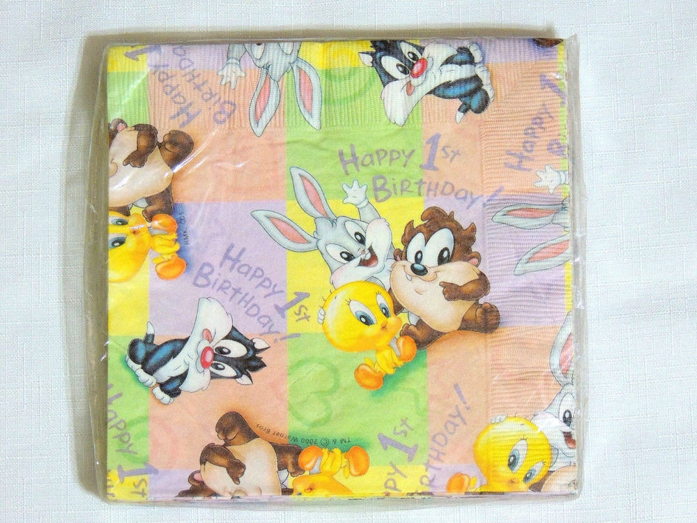 Baby Looney Tunes Party Decorations
 BABY LOONEY TUNES 1ST BIRTHDAY 16 PAPER LUNCH NAPKINS