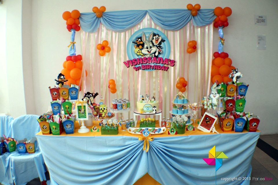 Baby Looney Tunes Party Decorations
 Backdrop & cake dessert candy table Baby Looney Tunes