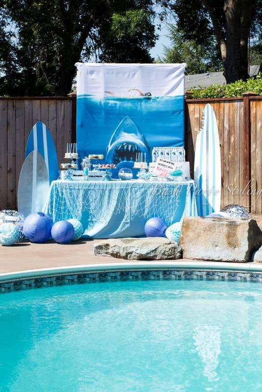 Baby Pool Party Ideas
 Awesome Jaws shark birthday party See more party ideas at