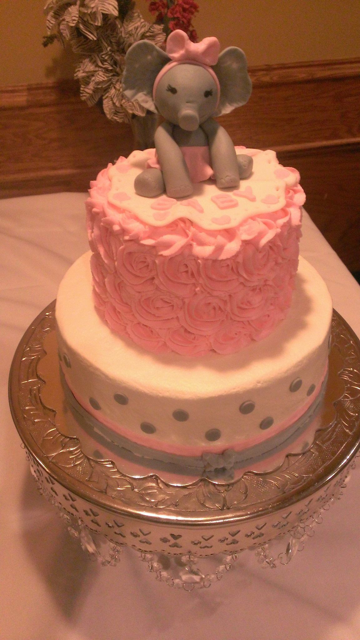 Baby Shower Cakes Recipes
 Buttercream baby shower cake I made pink grey with baby