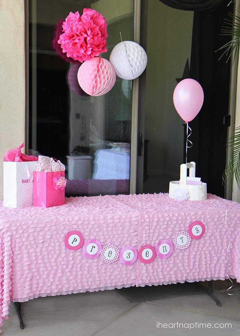 Baby Shower Decor Ideas For Girls
 Pink baby shower w printable baby shower games I Heart