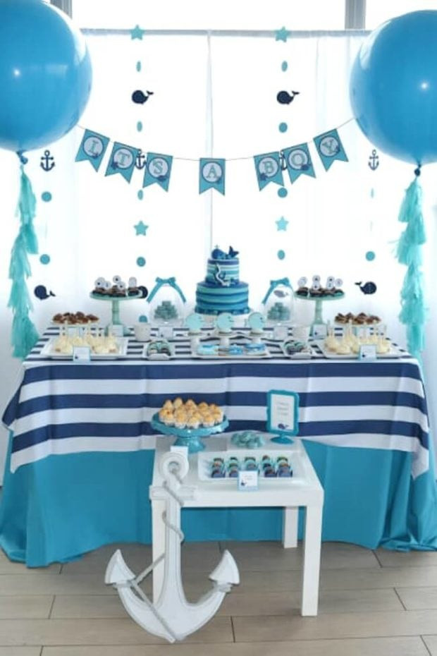 Baby Shower Desserts Boy
 A Boy’s Whale Themed Baby Shower Spaceships and Laser Beams