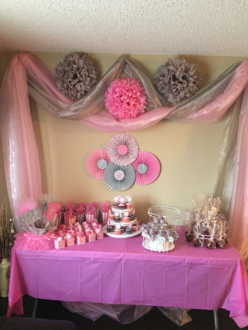 Baby Shower Girl Decoration Ideas
 Pink and gray baby shower