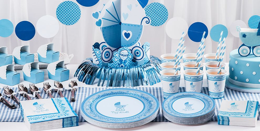 Baby Shower Party Packs
 Blue Stroller Baby Shower Party Supplies