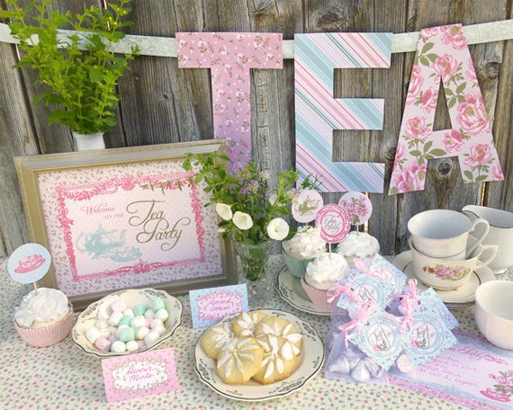 Baby Shower Tea Party
 Tea Party Printable Set Baby Shower Bridal Shower or
