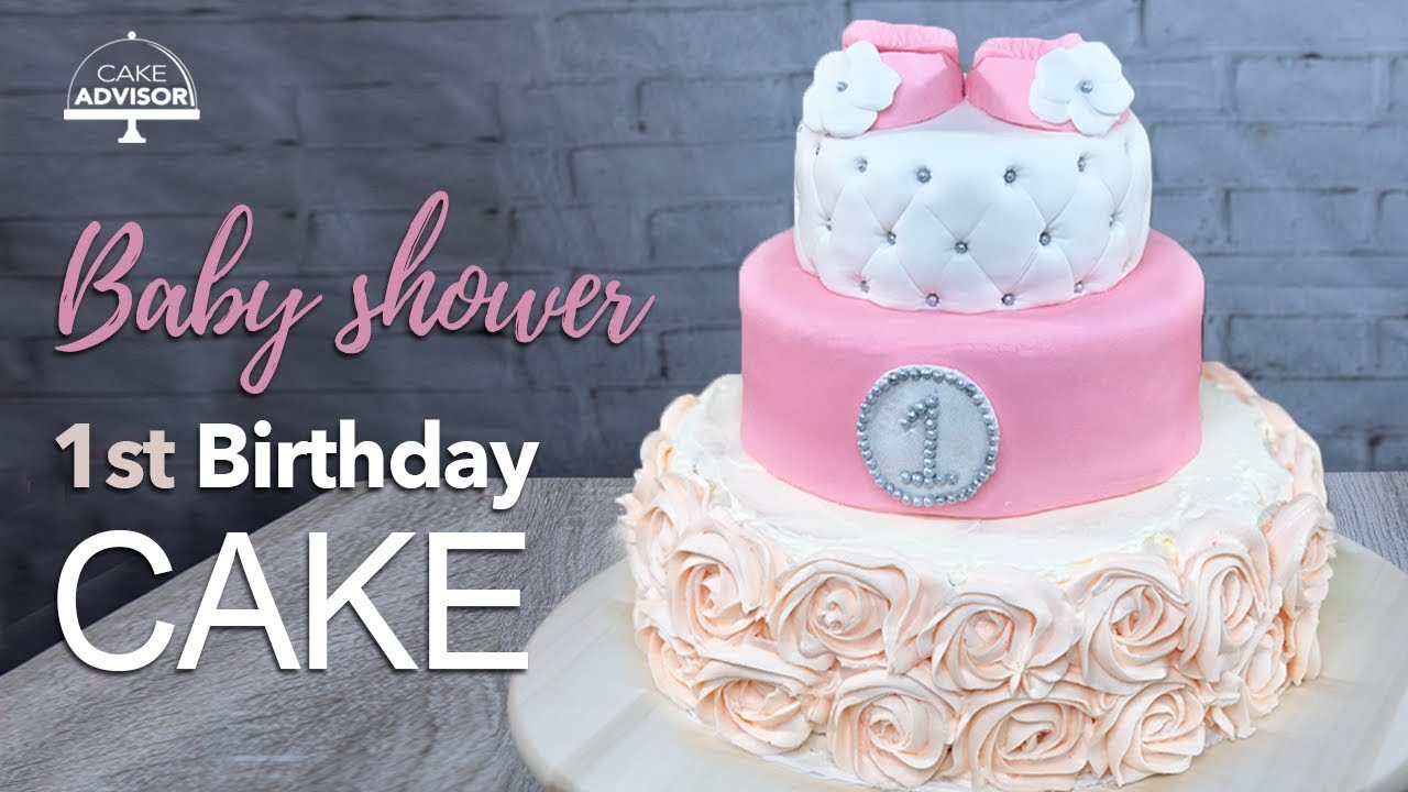 Baby'S First Birthday Cake Recipe
 1st birthday cake Baby shower cake for girls tutorial