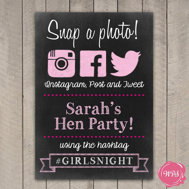 Bachelorette Party Hashtag Ideas
 Instagram & Twitter Chalkboard Sign