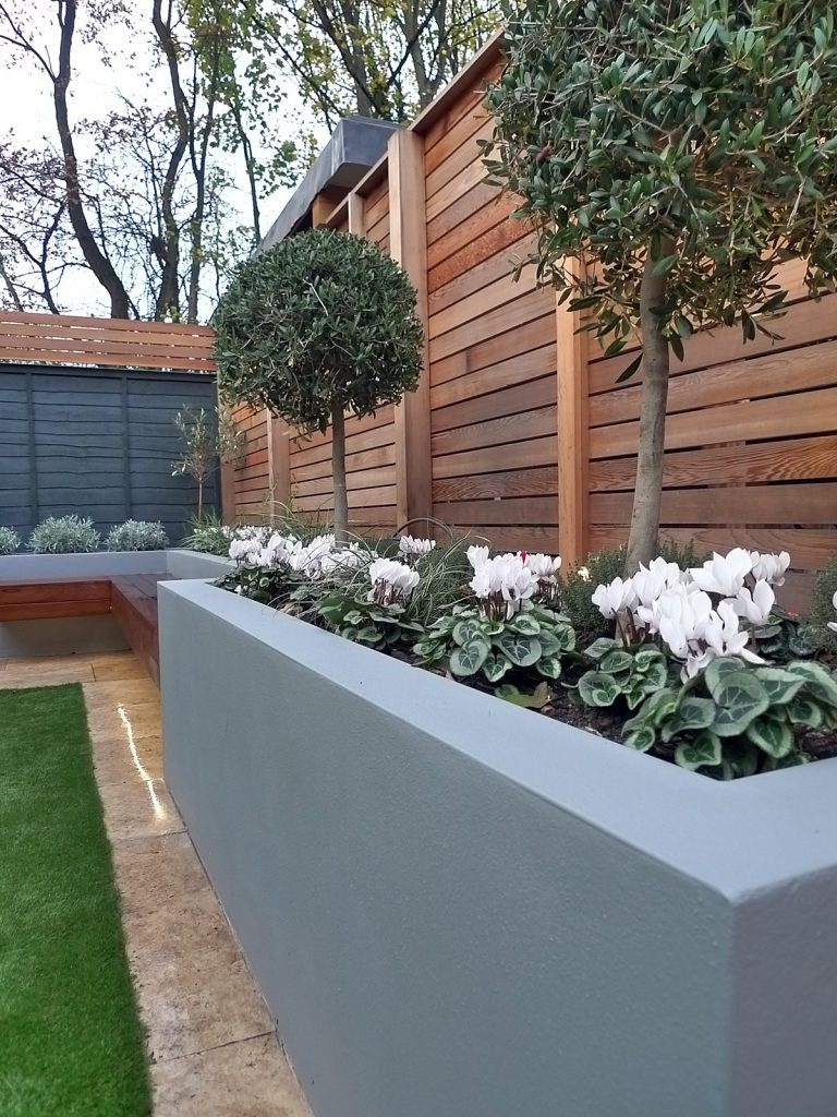 Backyard Design Picture
 modern garden design small london cedar screen grey raised