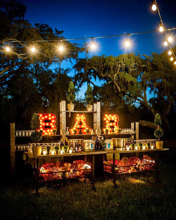 Backyard Lighting Ideas For A Party
 20 Attractive and Unique Outdoor Wedding Bar Ideas
