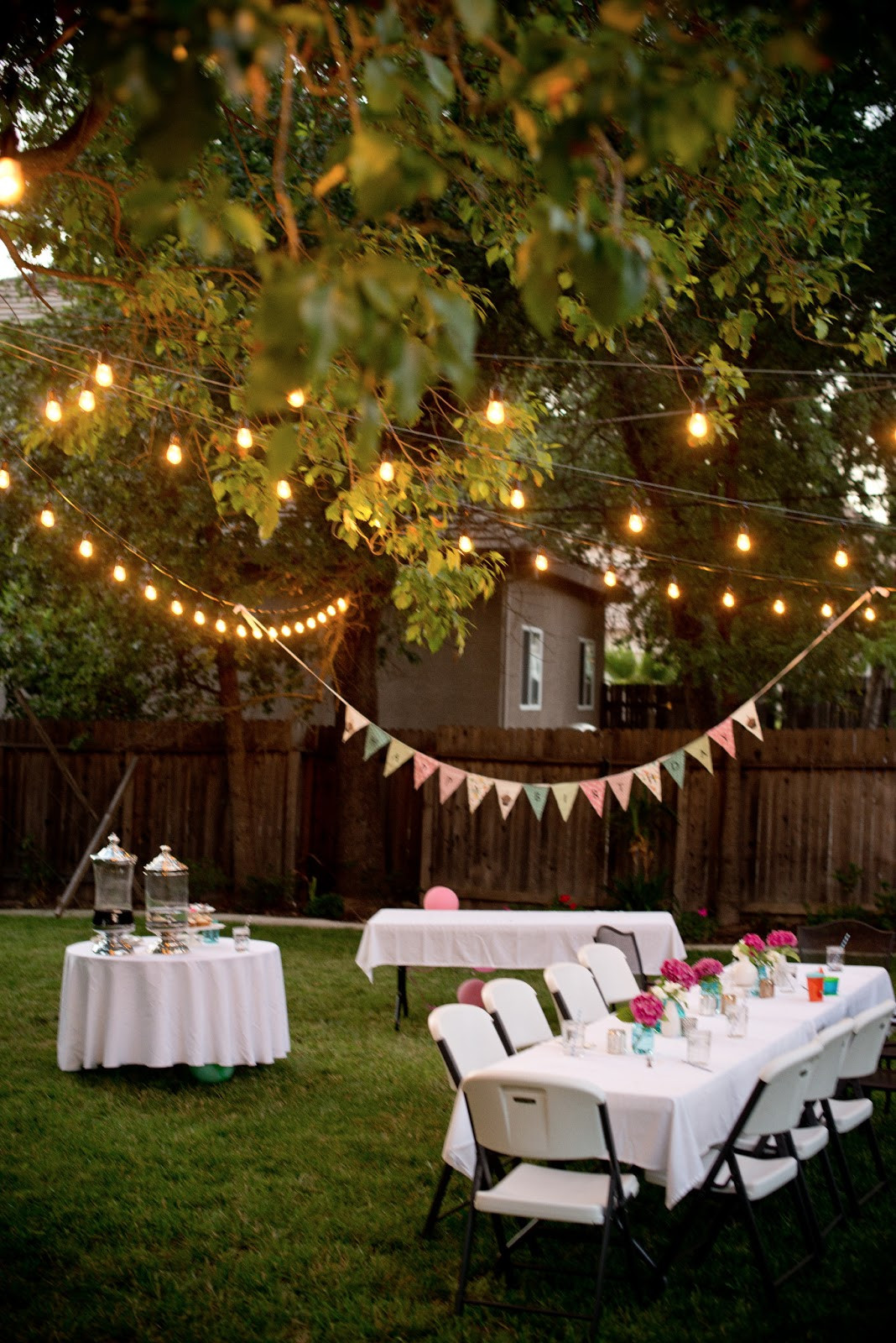 Backyard Night Party Ideas
 Domestic Fashionista Backyard Birthday Fun Pink