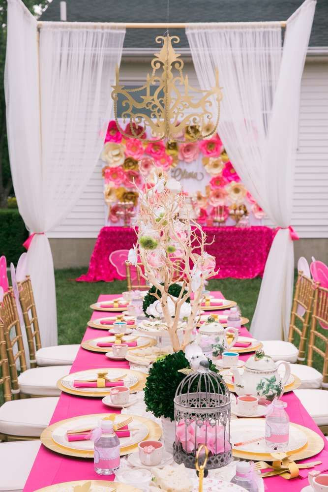 Backyard Tea Lights Party Ideas
 What an elegant Pink Garden Tea Party table So fabulous