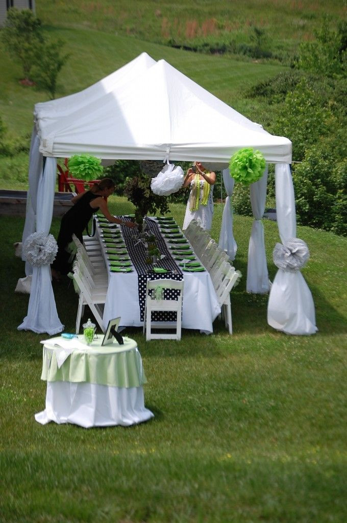 Backyard Tent Party Ideas
 Black White and Lime Baby Shower