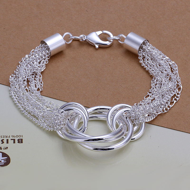 Bangles Bracelets Cheap
 hot wholesale Sterling solid silver multi line&circle