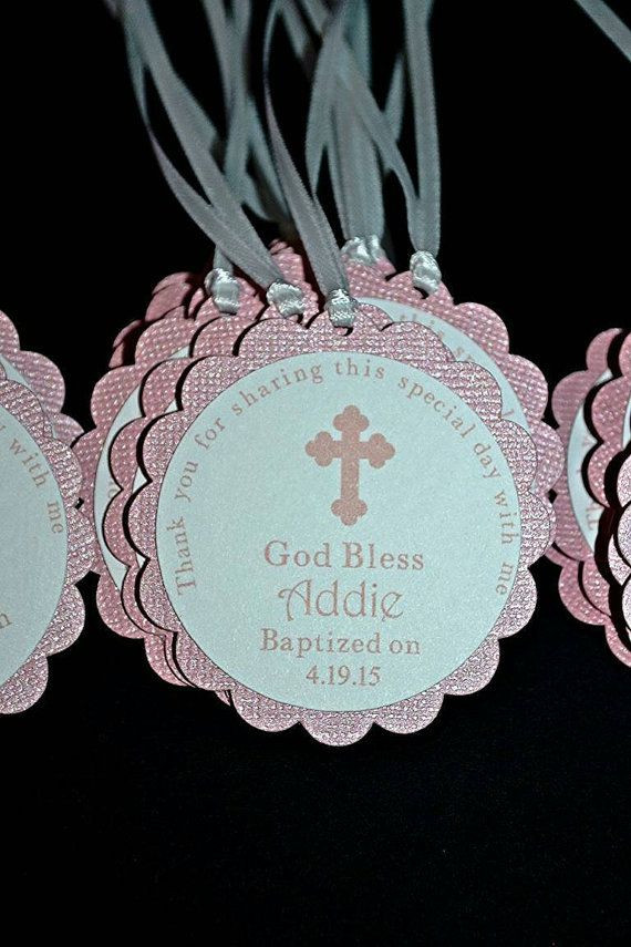 Baptism Thank You Gift Ideas
 Pink Baptism Favor Tags Christening Favor by