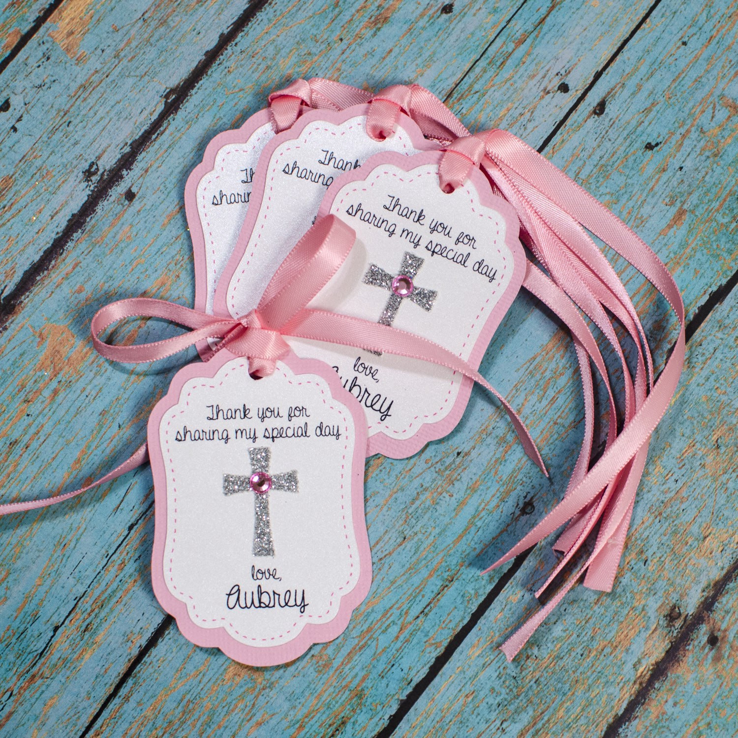 Baptism Thank You Gift Ideas
 12 Baptism Personalized Favor tags Cross favor tags