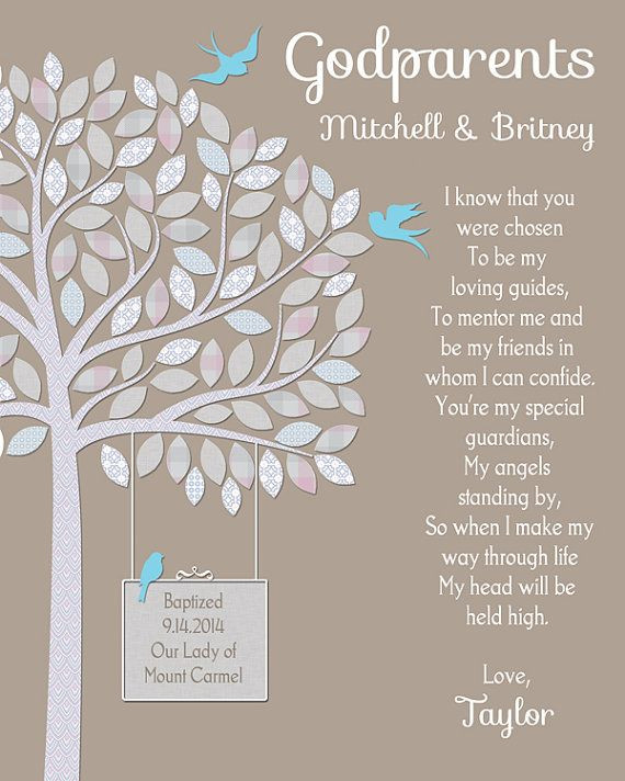 Baptism Thank You Gift Ideas
 Godparents Gift Gift For Godparents Personalized