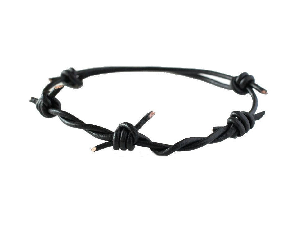 Barbed Wire Bracelet
 Mens Adjustable Leather Barbed Wire Bracelet by