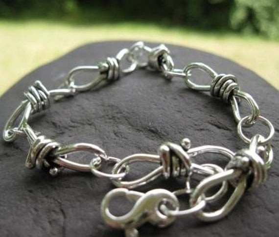 Barbed Wire Bracelet
 sterling silver barbed wire bracelet Entwined READY