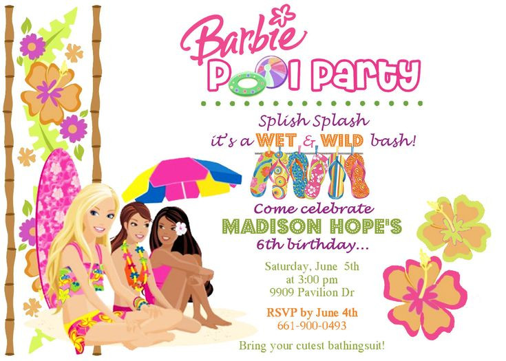 Barbie Pool Party Ideas
 16 best Barbie Luau Party images on Pinterest