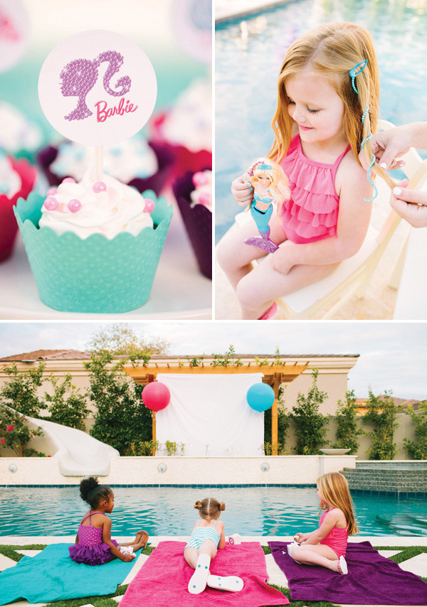 Barbie Pool Party Ideas
 Pearl Princess Barbie Pool Party Movie Inspired