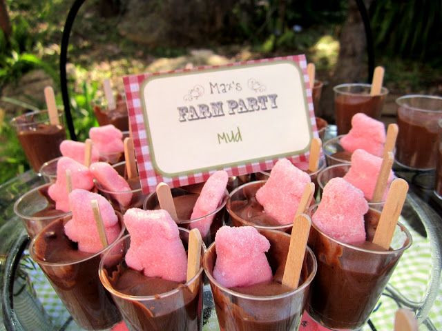 Barnyard Party Food Ideas
 Farm party food ideas Chocolate pudding and you could use