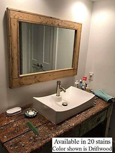 Bathroom Mirror Size
 Amazon Herringbone Reclaimed Wood Framed Mirror