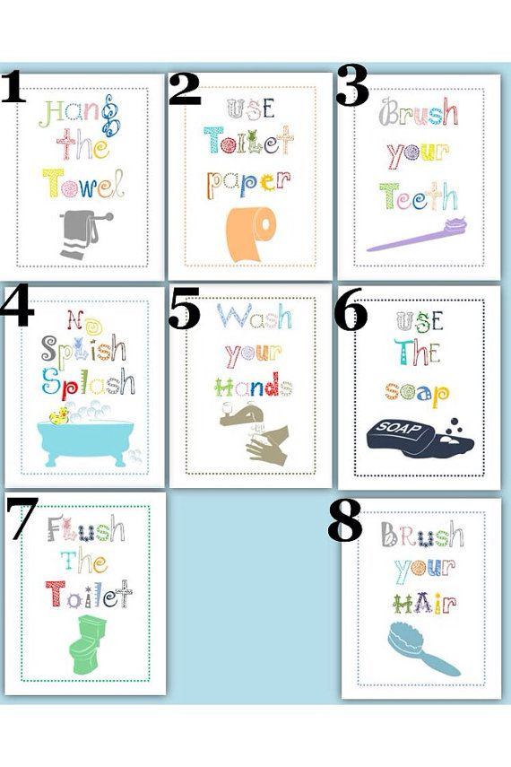 Bathroom Rules For Kids
 Bathroom Rules for Kids Art Prints choose Four 5x7