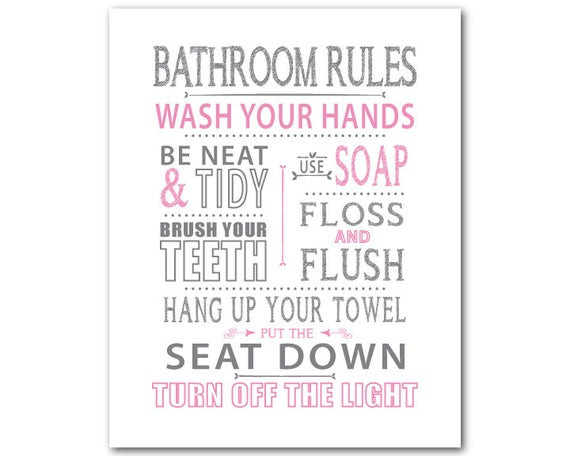 Bathroom Rules For Kids
 Bathroom Rules for Children s Bathroom by SusanNewberryDesigns