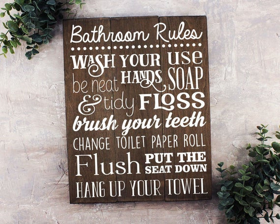 Bathroom Rules For Kids
 Bathroom Rules Sign Bathroom Rules Sign Rustic Kids Bathroom