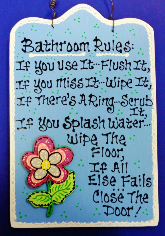 Bathroom Rules For Kids
 FLOWER Bathroom Rules SIGN Bath Kids TROPICAL Decor Beach