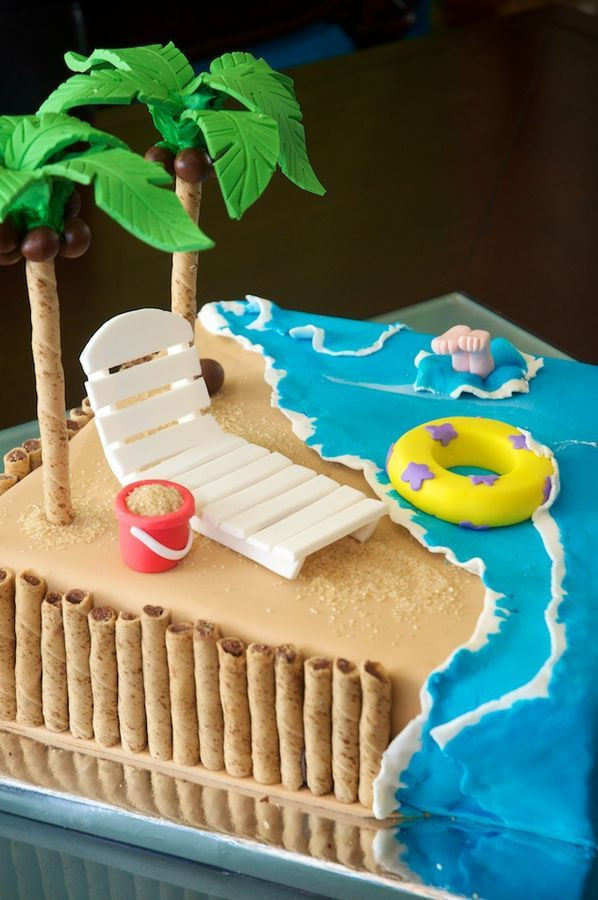 Beach Party Cake Ideas
 Beach Cake — Seashells Ocean Beach Props on the palm