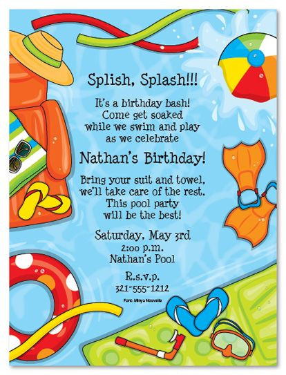 Beach Party Invitation Wording Ideas
 Summer Splash Birthday Party Invitations