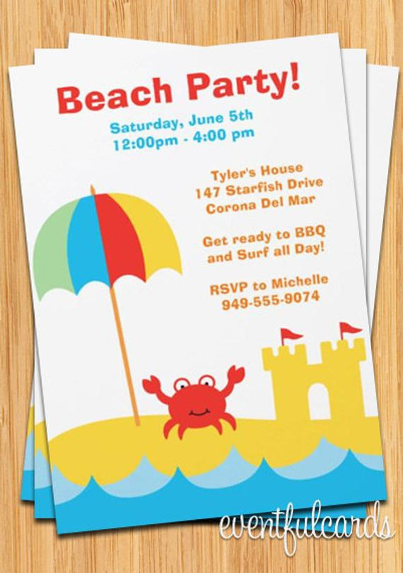 Beach Party Invitation Wording Ideas
 Beach Party Invitation