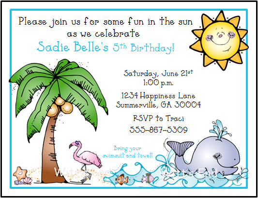 Beach Party Invitation Wording Ideas
 Beach Birthday Invitations Ideas – Bagvania FREE Printable