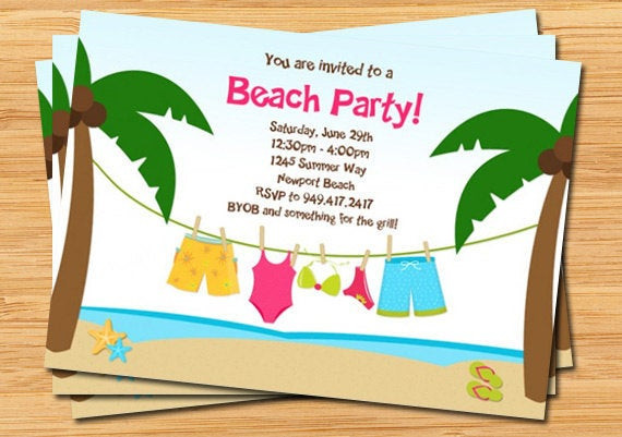 Beach Party Invitation Wording Ideas
 Summer Beach Party Invitation