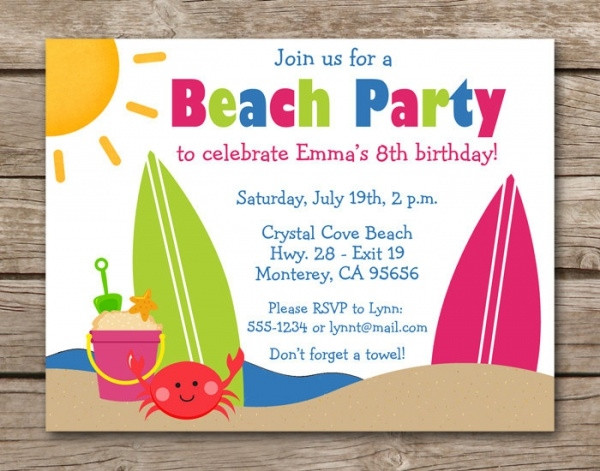 Beach Party Invitation Wording Ideas
 22 Beautiful Beach Party Invitation Designs PSD EPS