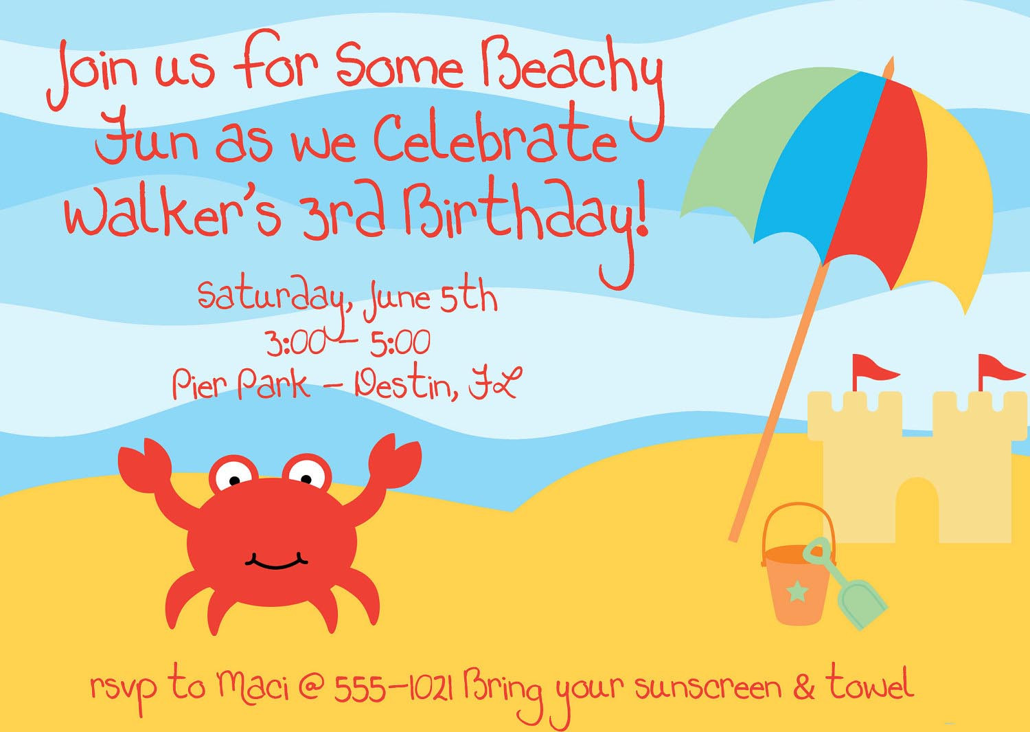 Beach Party Invitation Wording Ideas
 Beach Themed Birthday Party Invitations