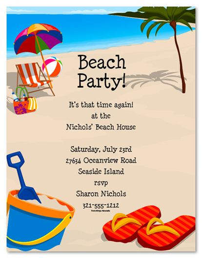 Beach Party Invitation Wording Ideas
 Beach Party Invitation Templates Free