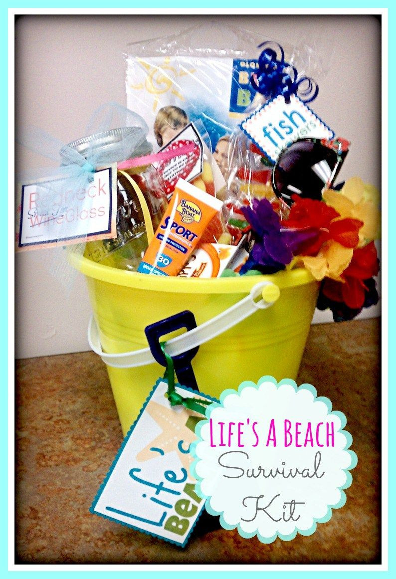 Beach Themed Gift Basket Ideas
 Life s a Beach Survival Kit Bucket Free Printable
