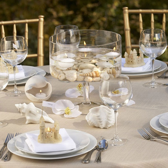 Beach Wedding Table Decorations
 Sea inspired table setting and ideas for your beach themed