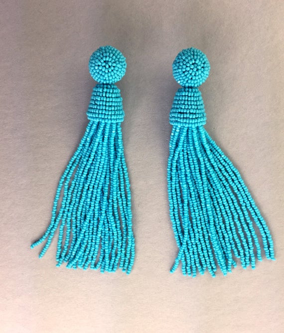 Bead Tassel Earrings
 Tassel Earrings turquoise tassels turquoise seed beads