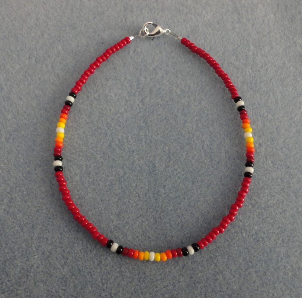 Beaded Anklet
 Red Sunburst Bead Anklet Ankle Bracelet Native American