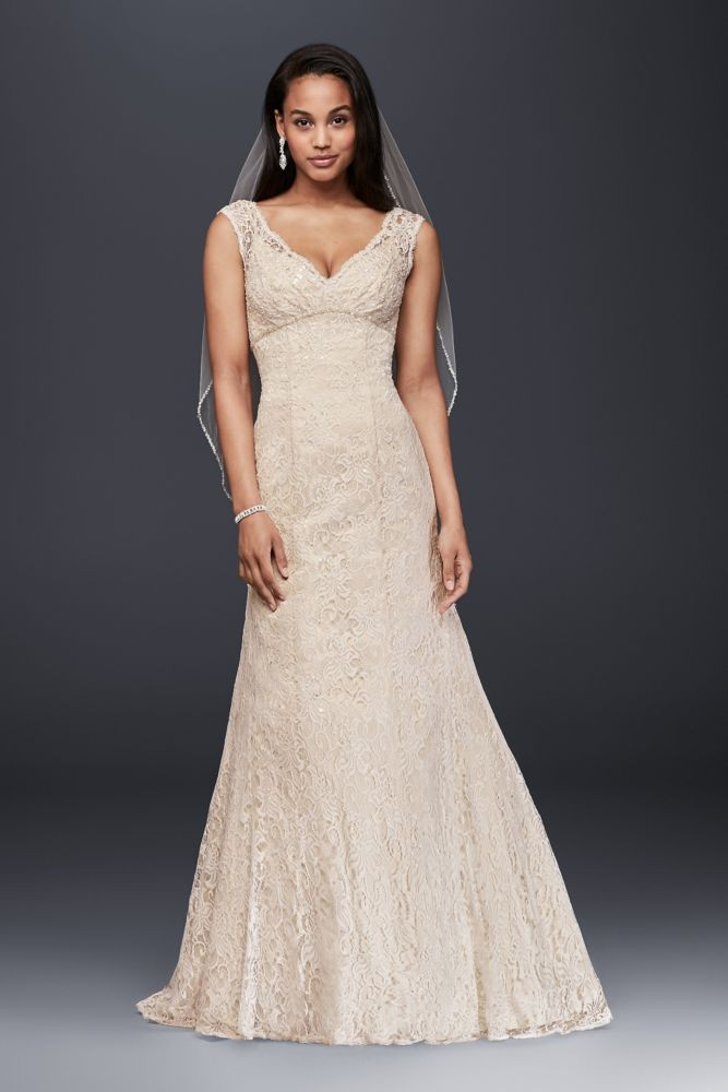 Beaded Wedding Dresses
 All Over Beaded Lace Trumpet Wedding Dress Style T9612