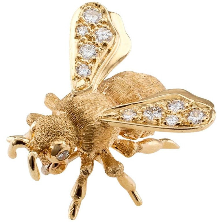 Bee Brooches
 Honey Bee Diamond Gold Brooch Danfrere at 1stdibs