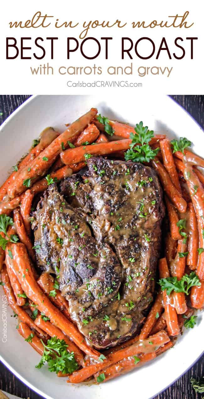 Beef Chuck Roast Recipe Oven
 Mom s Crazy Tender Baked Pot Roast Carrots and Gravy