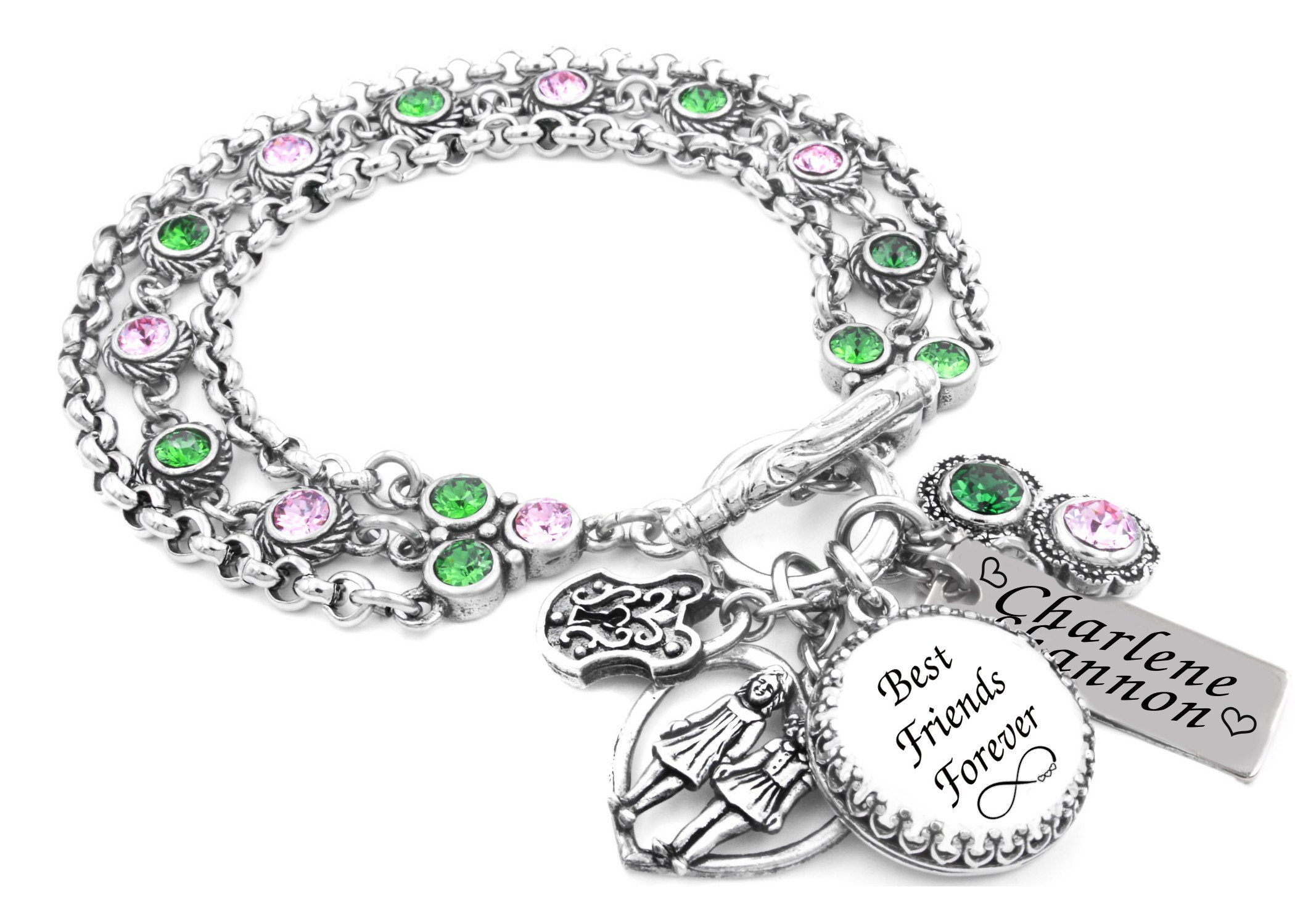 Best Friend Anklet
 Best Friends Forever Birthstone Charm Bracelet created in