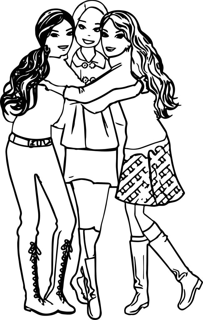 Best Friend Coloring Pages For Girls
 Friendship Three Girl Friends Coloring Page