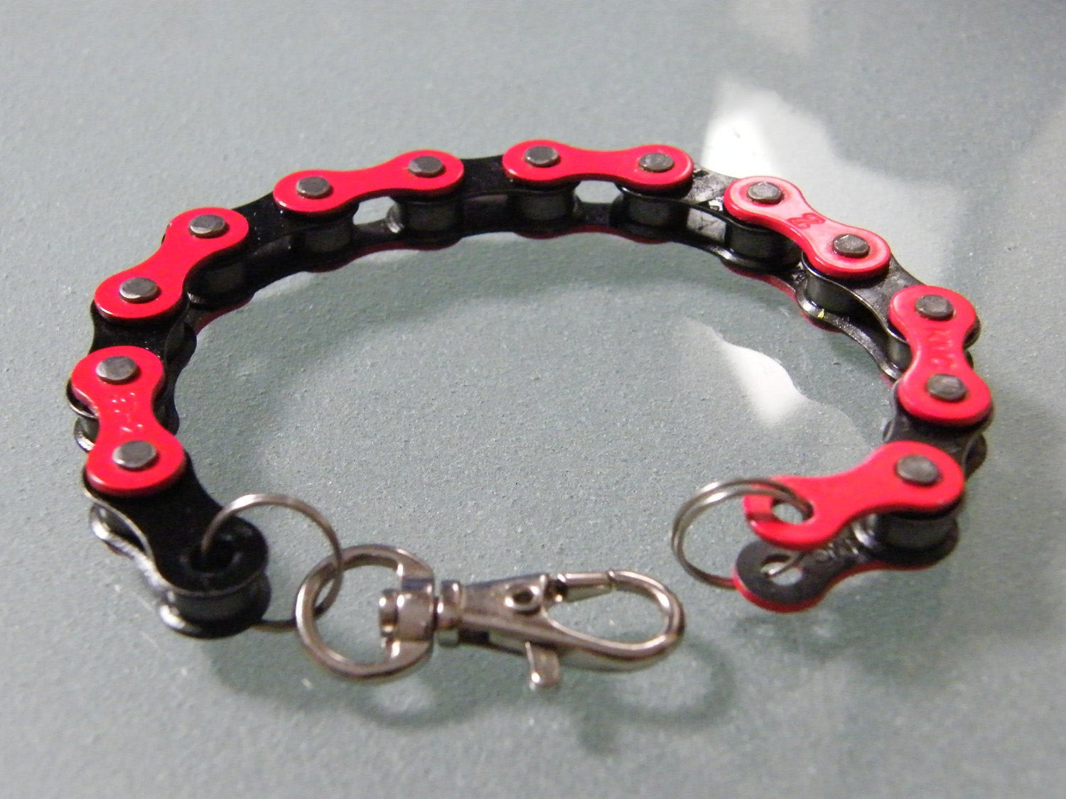 Bicycle Chain Bracelet
 Bike Chain Bracelet Red and Black BCRBLK