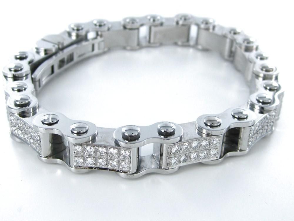 Bicycle Chain Bracelet
 5CT DIAMOND 18KT WHITE GOLD BICYCLE CHAIN LINK BRACELET