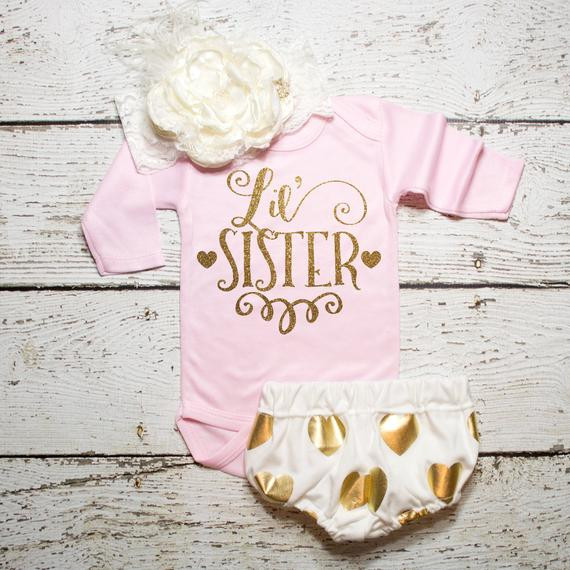 Big Baby Shower Gifts
 Little Sister Baby Shower Gift Shirt Big by ShopVivaLaGlitter